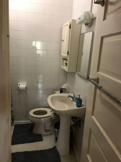 Compact bathroom with full size tub