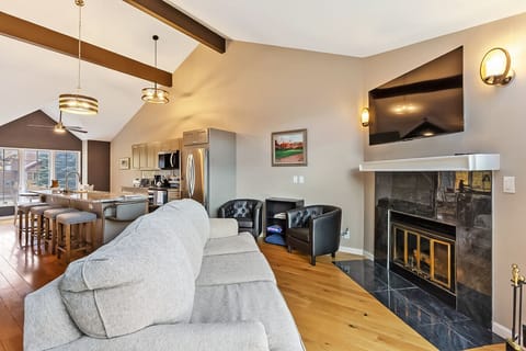 Living Area with Fireplace and Smart TV
