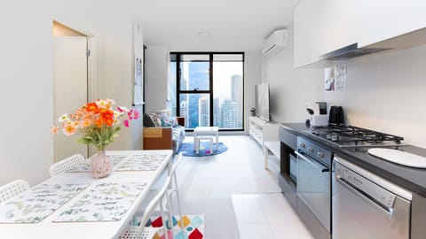Cook and dine in our sleek, fully equipped kitchen