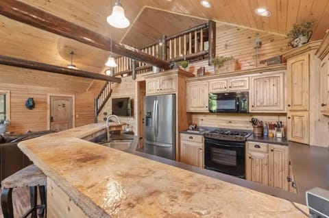 Kitchen with view up to the loft