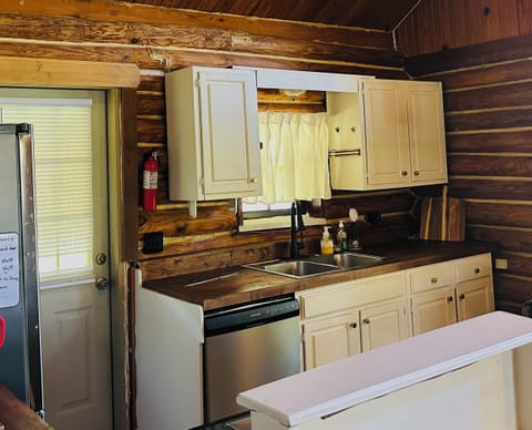 Newly updated kitchen with butcher block countertops