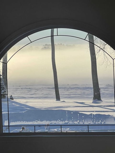 kitchen window view in the winter