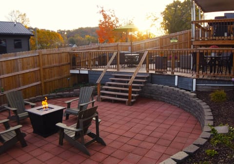The fire pit patio area is a cozy spot to gather.