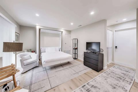 Your private studio oasis.  The murphy bed can be put up if you need more space. 