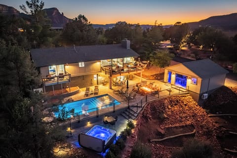 Looking back at the property. Wow. Huge entertainment space. Pool, Spa, Firepit