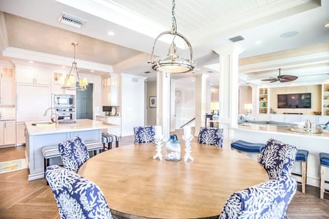 The Dining area has a beautiful view of the Atlantic Ocean and plenty of seating for the entire group.