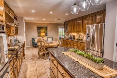 Huge kitchen with all the appliances. 