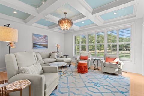 Living room with lagoon views