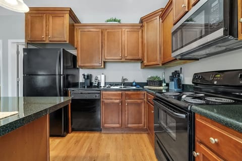 Fully equipped kitchen with everything needed for meal prep.
