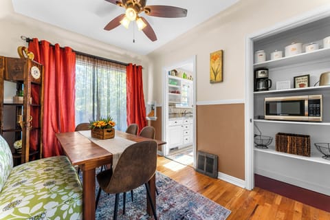Pantry area with coffee maker, toaster, microwave. Coffee, tea & sugar provided.