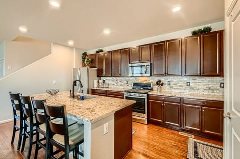 Stainless steel appliances, gas stove, small appliances, great cookware