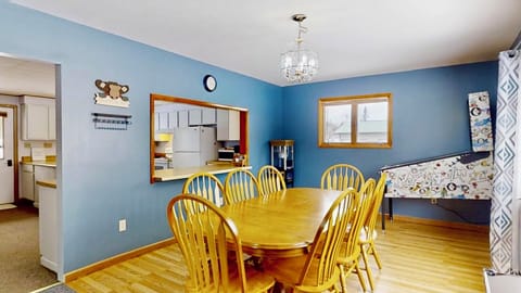 Kitchen pass through makes serving meals easy.