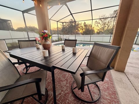 Enjoy the sunrise each morning on the covered patio.