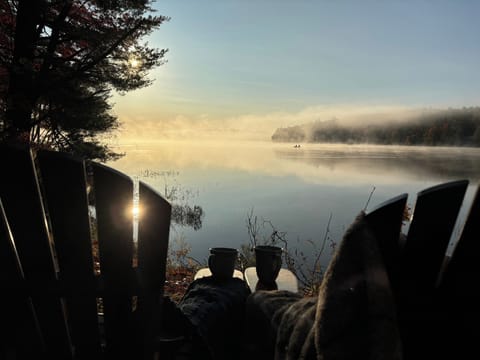 Start your day with a calming view from the lakeside yard.