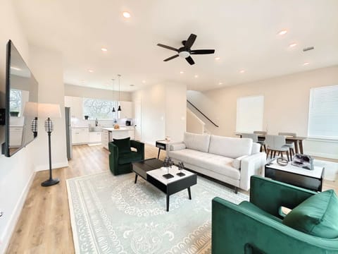 Nestle into the chic 2nd-floor living space & stream all your favorites