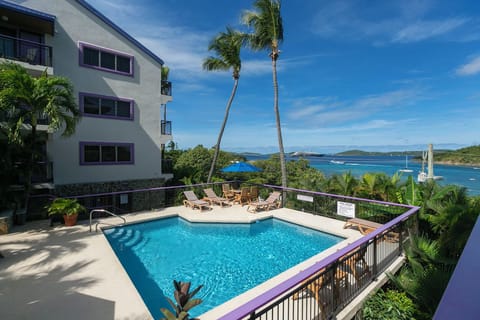 Your view looks out over the pool and sun deck