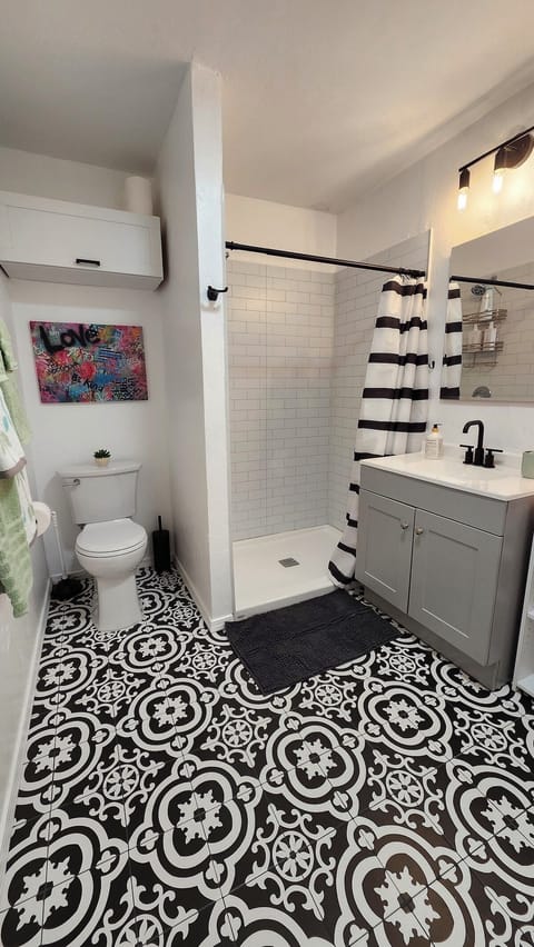 Spacious bathroom with large shower