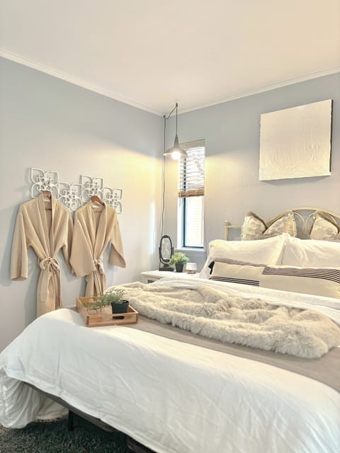 Plush memory foam bed wrapped in 100% cotton sheets- rest easy.