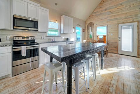 Bar-height dining table.