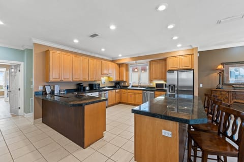 kitchen area with bar seating