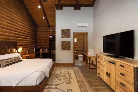 Handcrafted Log Entertainment Dresser with LG 4k TV 