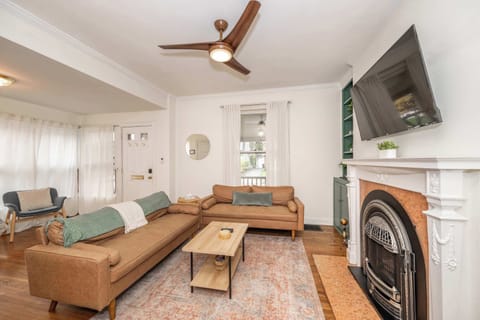 Curl up in the serene living room & stream your favorites on the smart TV