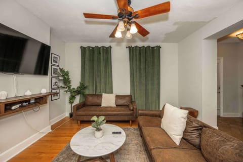 Unwind in the chic living room & stream your favorites on the smart TV