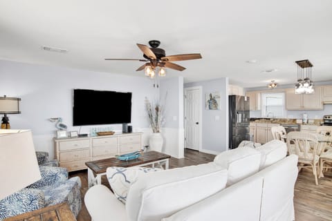 The updated beach cottage easily accommodates 8 guest