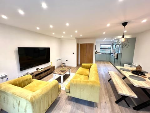 Living Room, Dining and Kitchen Area