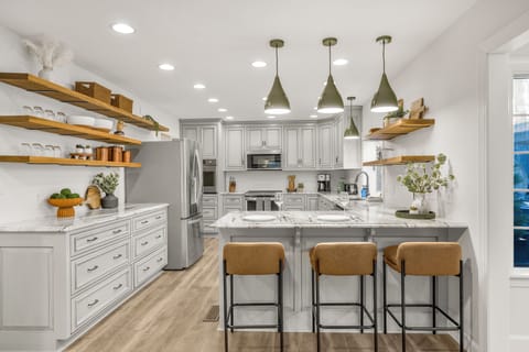 View of renovated kitchen.