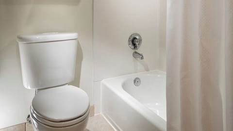 Soak off the day in a clean tub-shower combo.