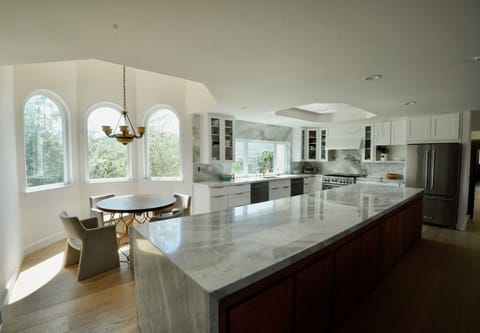 Groups love to gather in the expansive yet cozy gourmet kitchen