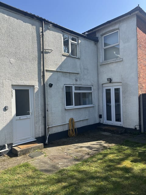 Patio doors in the living room of the ground floor apartment 