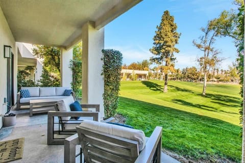 Unwind in our elegantly curated outdoor chairs, where comfort meets tranquility. Nestled to embrace the breathtaking vistas of Desert Princess Country Club Golf Hole No. 2, it's the perfect haven for lounging & soaking in serene moments with friends.