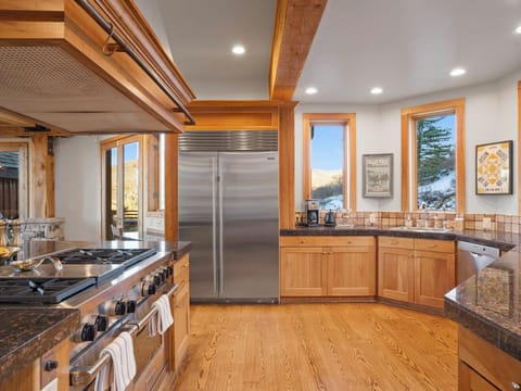 Extra large Sub Zero fridge and freezer provide plenty of room