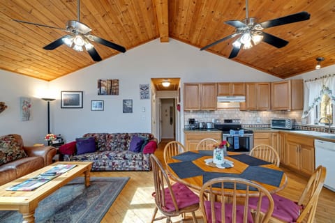Dining area with table and seating