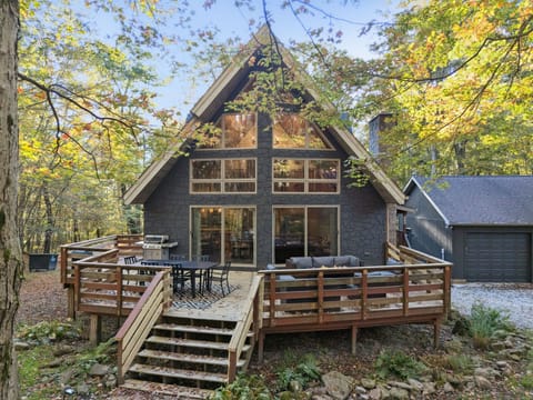 Front exterior with large deck for entertaining and relaxing