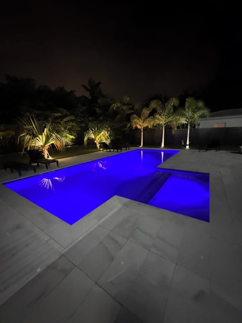 Heated pool in backyard
