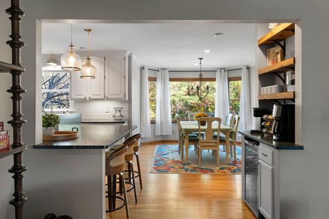 Open kitchen and dining area