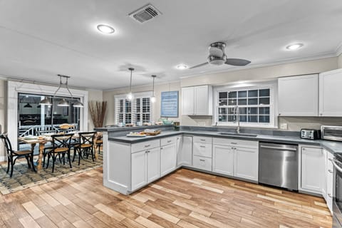 Thoughtfully designed open kitchen with great work space.