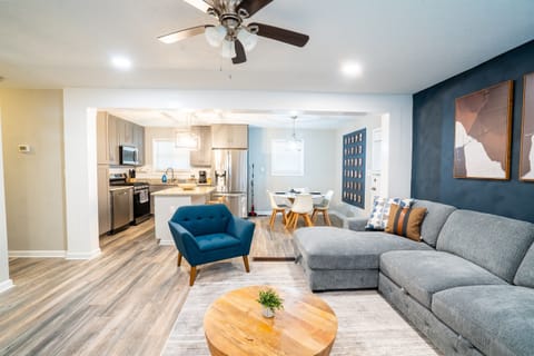 Open concept space! Living room flows right into dining and the kitchen.