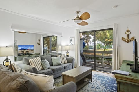 Spacious living room to wind down from your long day at the beach