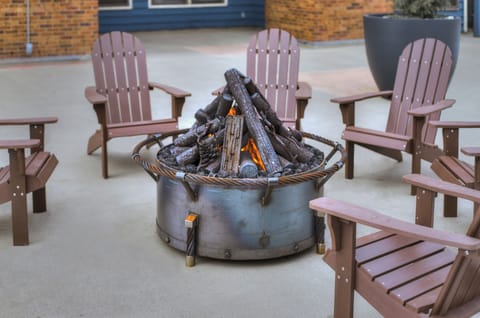 Outdoor firepit with Adirondack chairs