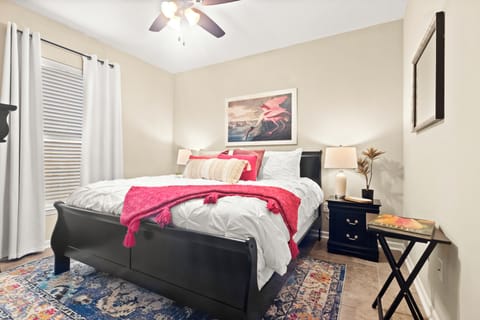 Each bedroom offers a 40" Vizio Smart TV for entertainment, ample storage solutions, a full-length mirror, a convenient luggage rack, and a well-equipped closet. For ultimate comfort, additional bedrooms are outfitted with a luxurious Queen-size Serta pillowtop mattress and plush Serta pillows.