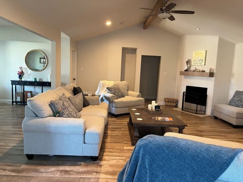 Spacious living room with smart Tv