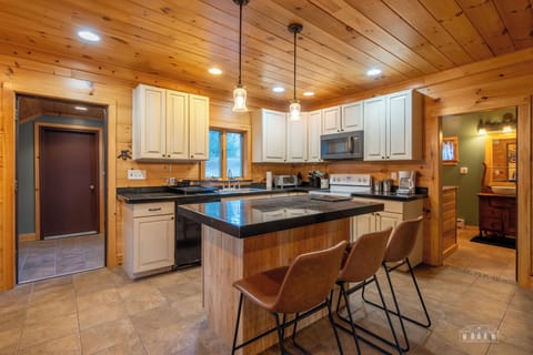 Kitchen counter with stools