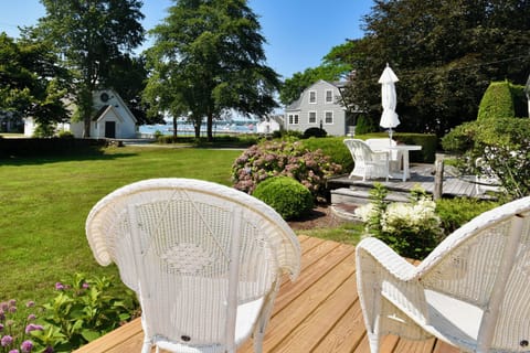 Deck with view of harbor