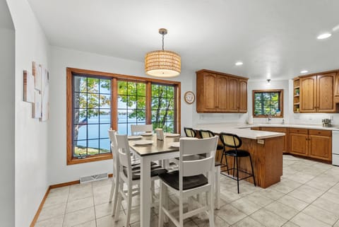 Dining space and kitchen