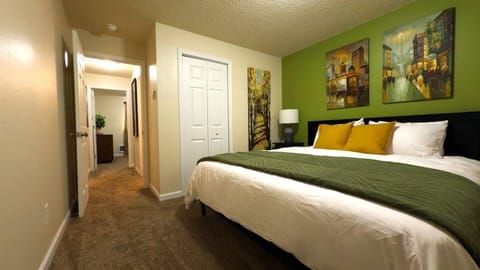 Primary Bedroom - king bed, brand new luxury mattress, down pillows and comforter, duvet cover, closet with hangers, USB stations at each side table. Blackout curtains.