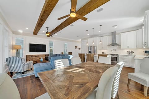 Dining room attached to living room; plenty of space.